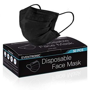 Mundschutz schwarz Eventronic Einwegmaske, 50 Stück Bequem