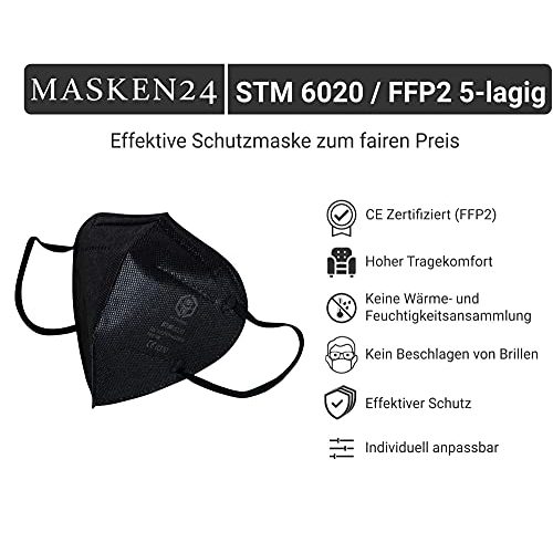Mundschutz schwarz MASKEN24 FFP2 Maske SCHWARZ – 10 Stück
