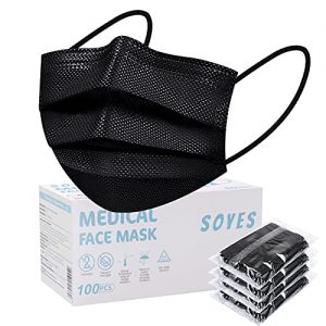 Mundschutz schwarz SOYES Einwegmasken, 100 Stück TYP IIR