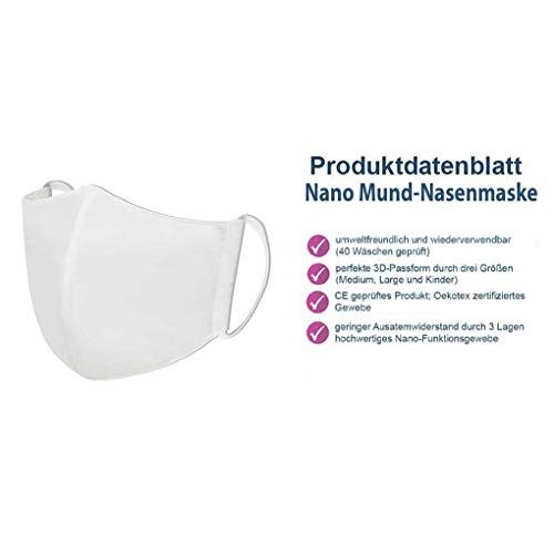 Mundschutzmaske L made2trade Hochentwickelte waschbare Nano