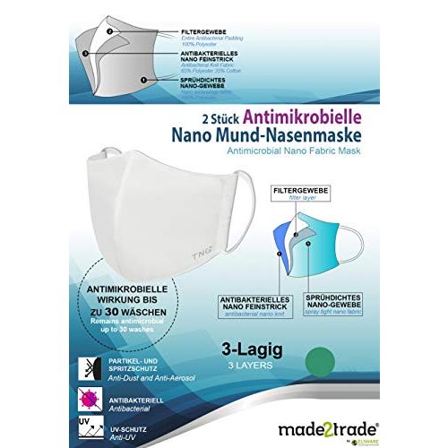 Mundschutzmaske L made2trade Hochentwickelte waschbare Nano