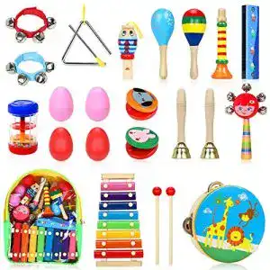Musikinstrumente Kinder Jojoin Set, 24 Stück Holz Percussion Set