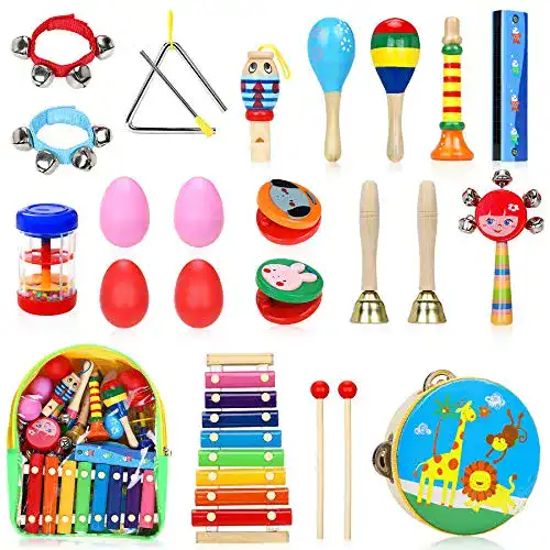 Musikinstrumente Kinder Jojoin Set, 24 Stück Holz Percussion Set