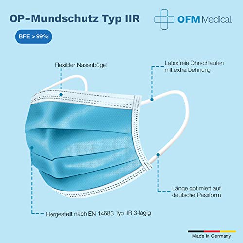 OP-Maske 100er-Pack P.A.C. OFM Medical OP-Mundschutz Typ IIR