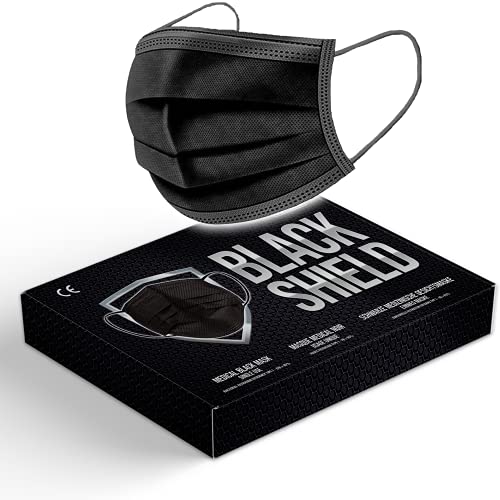 OP-Maske schwarz BLACK SHIELD – CE Zertifiziert Schwarz 50 Stück