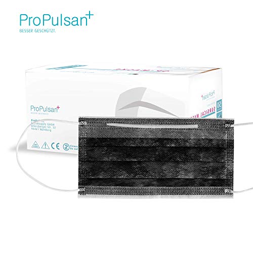 OP-Maske schwarz ProPulsan – 50 Stück Einwegmaske CE-Zertifiziert