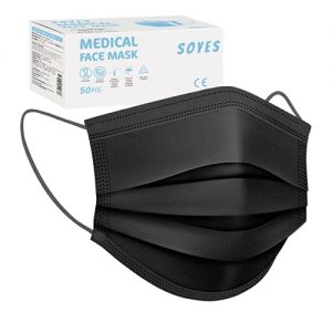 OP-Maske schwarz SOYES Einwegmasken, TYP IIR 3-lagig (50 Stück)