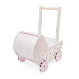 Puppenwagen Holz TikTakToo Lauflerner Weiss rosa Puppenwagen