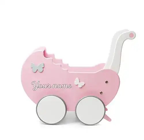 Puppenwagen Holz TukuTuk Puppenwagen | Holz | Rosa-Weiß