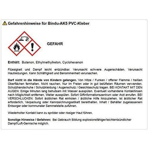 PVC-Kleber Bindulin Bindu-AK5 hart- und weichkleber inkl. Pinsel