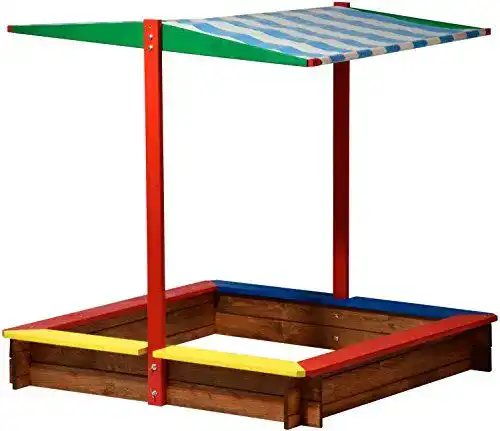 Sandkasten mit Dach dobar 94355FSC – Sandkasten Holz mit Dach