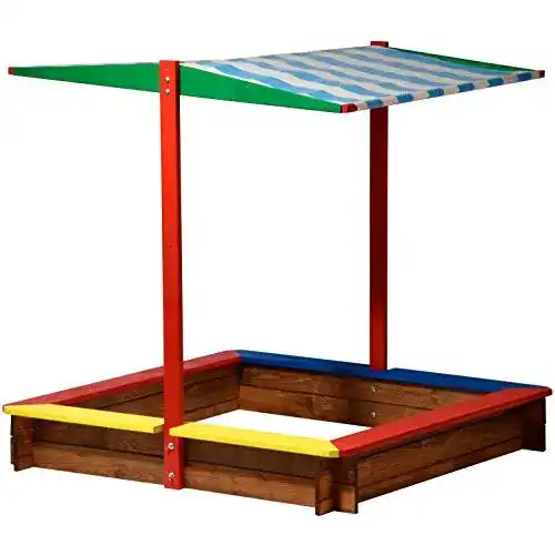 Sandkasten mit Dach dobar 94355FSC – Sandkasten Holz mit Dach