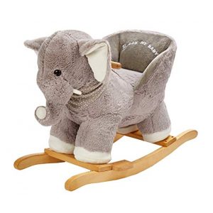 Schaukeltier ROCK MY BABY Plüsch Elefant, Schaukelpferd Holz