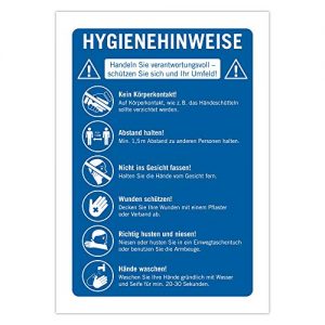Schild Hygieneregeln Generisch 5 Stück Schild Abstand halten A4