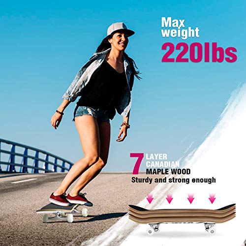Skateboard BELEEV 31×8 Zoll Komplette Cruiser 7-Lagiger