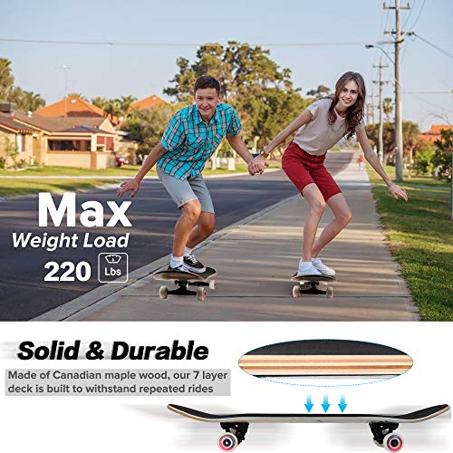 Skateboard Funxim , Komplettboard 31 x 8 Zoll s mit Doppel-Kick