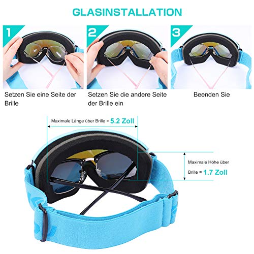 Skibrille Kinder KUYOU Premium Skibrille, Snowboardbrille 100% UV