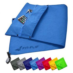 Sporthandtuch Fit-Flip Fitness Handtuch Set mit Reißverschluss Fach