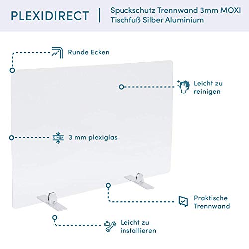 Spuckschutz Büro PLEXIDIRECT – Spuckschutz Plexiglas Aluminium