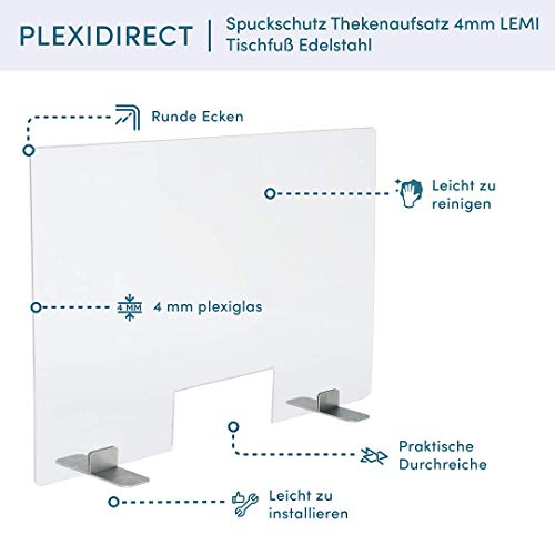 Spuckschutz mit Durchreiche PLEXIDIRECT Spuckschutz Plexiglas