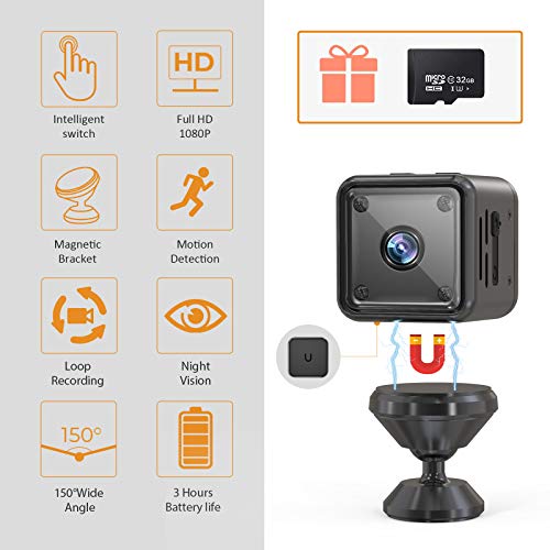 Spy-Cam ER-ESTAVEL Mini Kamera, 1080P HD Kleine Infrarot