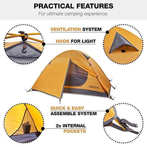 Trekkingzelt KeenFlex 2 Personen Camping Zelt Doppelwandig