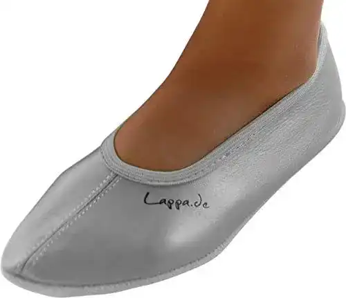 Turnschläppchen Lappade Ledersohle Silber Gymnastikschuhe