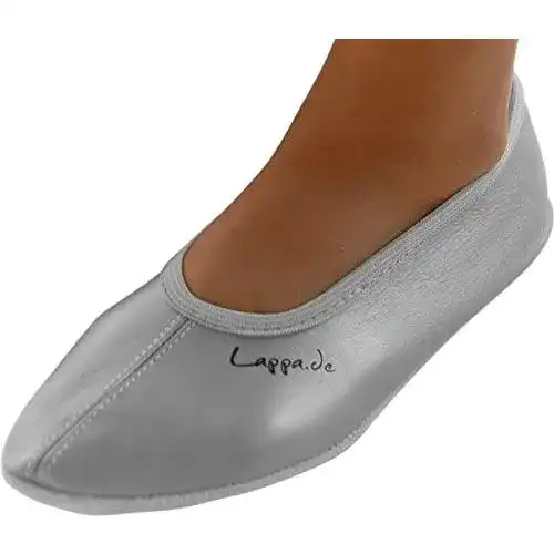 Turnschläppchen Lappade Ledersohle Silber Gymnastikschuhe