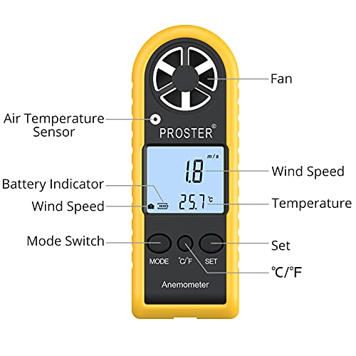 Windmesser Proster Digitales Anemometer LCD Anzeige