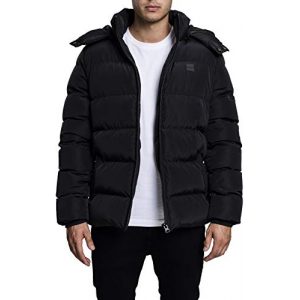 Winterjacke Urban Classics Herren Hooded Puffer Jacket, Black, XXL