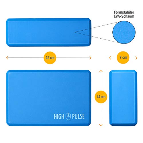 Yogablock High Pulse® Yoga Block 2er Set (Hartschaum, blau)