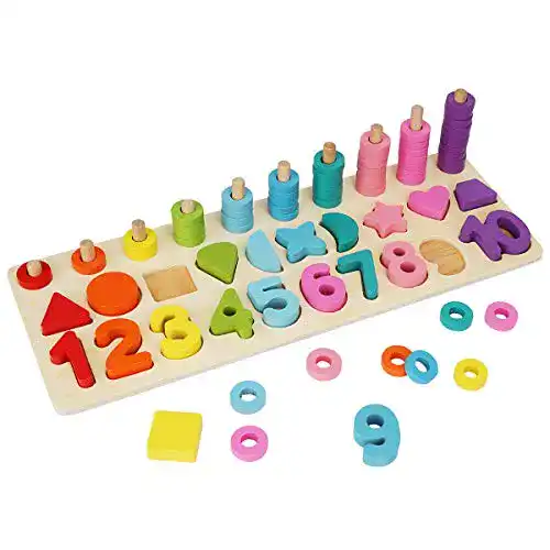Zahlenpuzzle colmanda Alphabet Blöcke, Holz Puzzles Holzblöcke