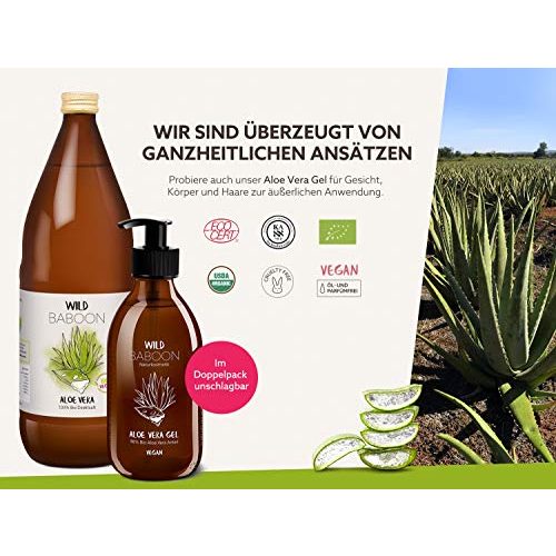 Aloe-Vera-Saft Wild Baboon Bio Aloe Vera Saft, 100% Direktsaft