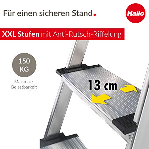 Aluleiter Hailo L80 ComfortLine Alu-Sicherheits-Stehleiter bis 150 kg