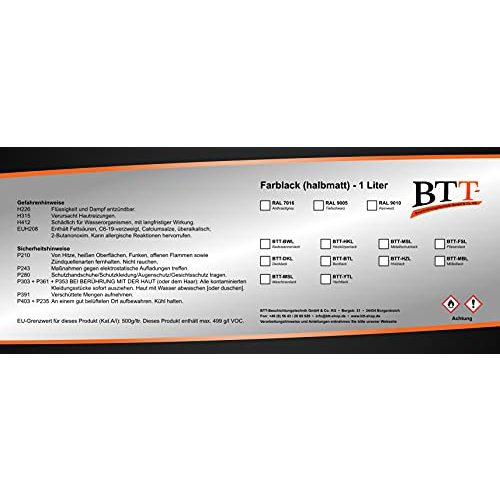 Badewannenlack BTT-Beschichtungstechnik BTT-BWL Ral 9010 1L