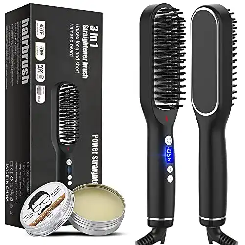 Bartglätter Mailiya Kamm für Männer + 1 Balsam, 3 in 1, drehbar