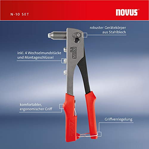 Blindnietzange Novus N-10 Set – inkl. 15x Aluminium Blindniete