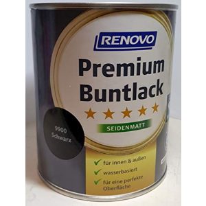 Buntlack Eigenmarke 125 ml RENOVO Premium seidenmatt RAL 9900