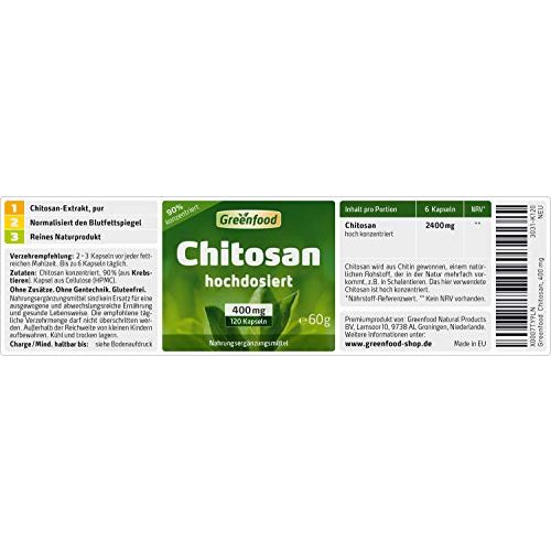Chitosan Greenfood (hoch konzentriert, 90%), 400 mg, 120 Kapseln
