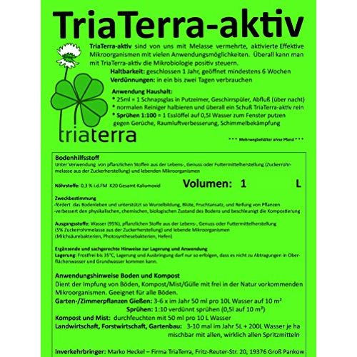 Effektive Mikroorganismen TriaTerra -aktiv 1l Flasche EMa (4,50€/1L)