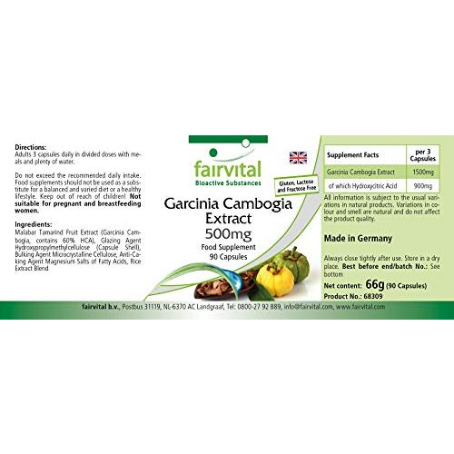 Garcinia Cambogia fairvital Kapseln – 500mg Extrakt pro Kapsel