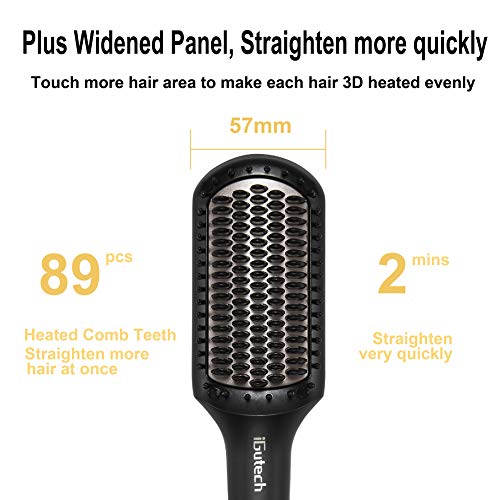 Glättbürste iGutech Haarglätter Bürste, mit Hitzeschutz, einstellbar
