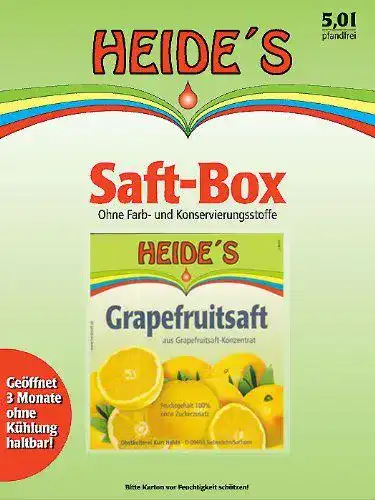 Grapefruitsaft Heides-BiB , 5 Liter