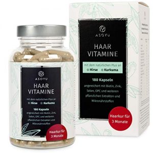 Haar-Vitamine Asoyu – 180 vegane Kapseln, Haarkur für 3 Monate