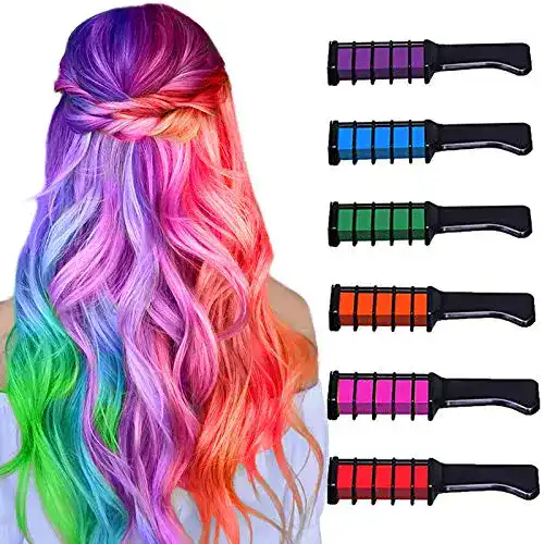 Haarkreide LauCentral 6 Farben Kamm, Temporär Haarfarbe