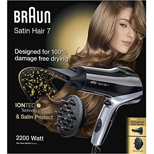 Haartrockner Braun Satin Hair 7 HD 730, mit IonTec, Stylingdüse