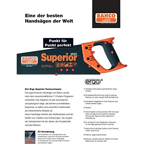 Handsäge Bahco -ERGO™ Fuchsschwanz 550mm lang,9/10 pro Zoll