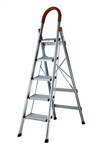 Haushaltsleiter (5 Stufen) worktekk SUPER FLACHE Leiter Aluleiter