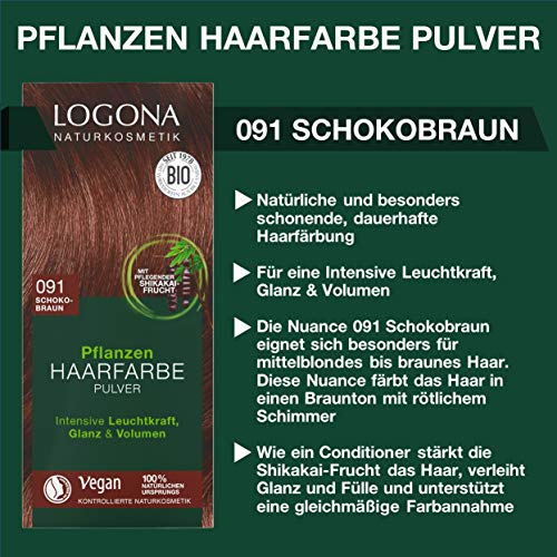 Henna-Haarfarbe LOGONA Naturkosmetik Pulver 091 Schokobraun