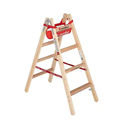 Holzleiter Brillux EUROLINE – Holz-Comfort-Breitsprossen-Stehleiter